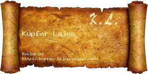 Kupfer Lajos névjegykártya
